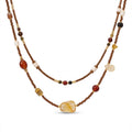 Layered Earth-Tone Beaded Necklace