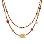 Layered Earth-Tone Beaded Necklace