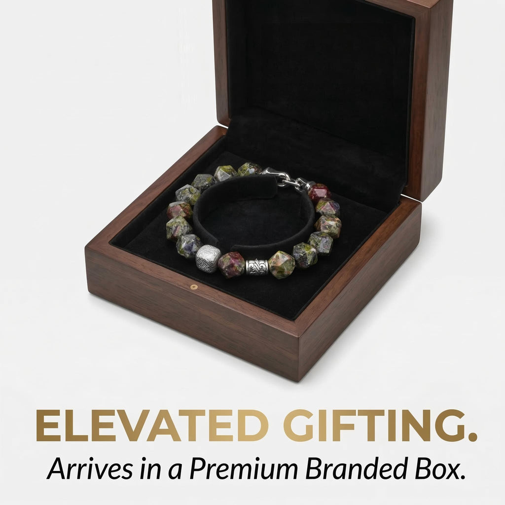 Sterling Silver & Faceted Unakite Bracelet