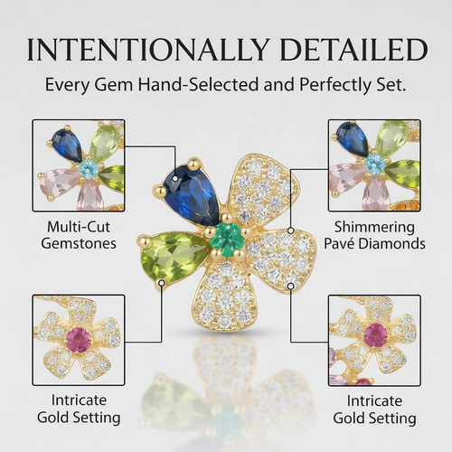 Colorful Floral Crystal Statement Earrings